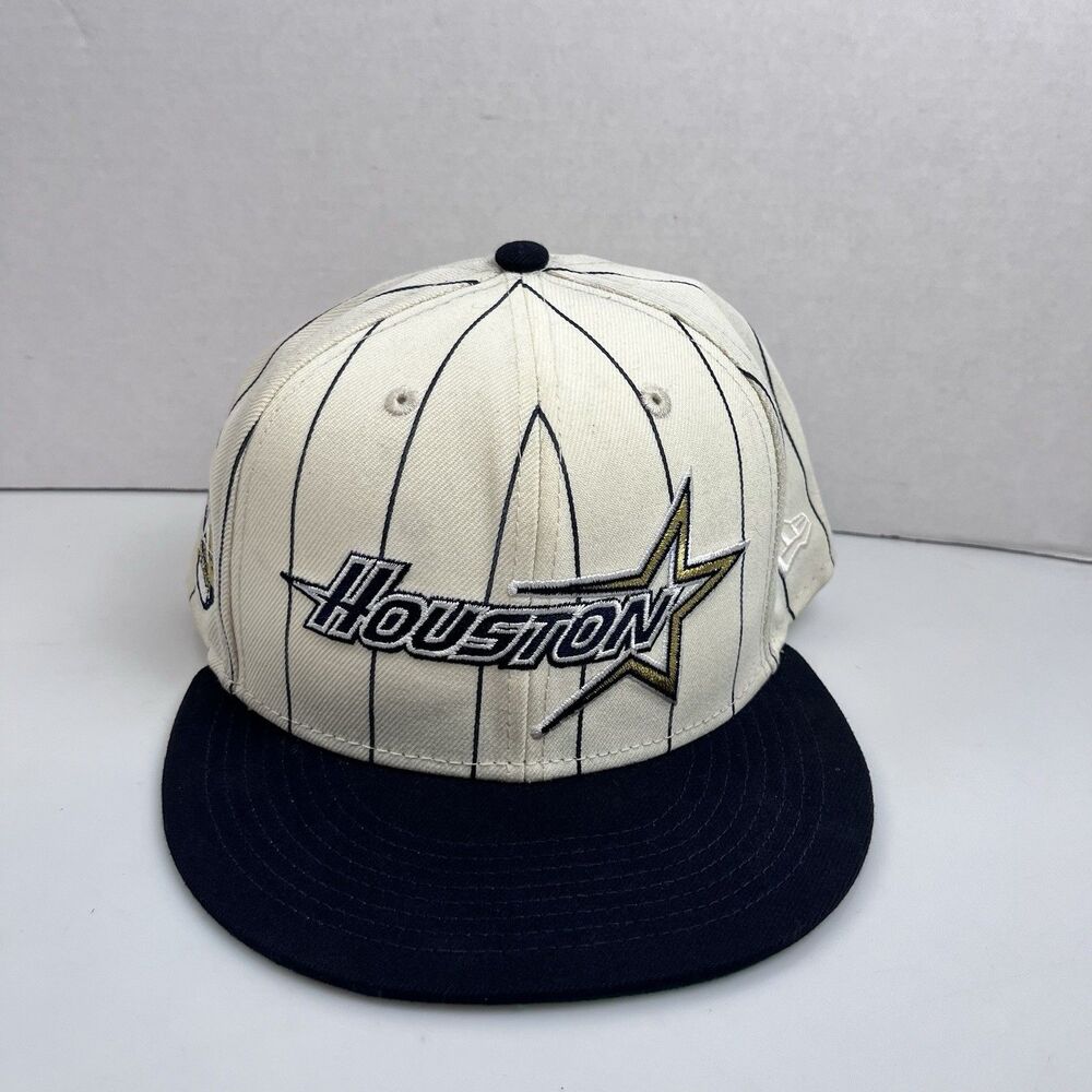 New Era 59Fifty Houston Astros Fitted Hat Cap 35 Years Patch Pinstripe 7 5/8